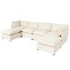 U_Style Modern Large U-Shape Sectional Sofa, 2 Large Chaise with Removable Ottomans, Convertible L-Shape Sectional Sofa with Stylish Piping Design,for