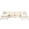 U_Style Modern Large U-Shape Sectional Sofa, 2 Large Chaise with Removable Ottomans, Convertible L-Shape Sectional Sofa with Stylish Piping Design,for