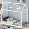 Twin Size Wooden House Bed, White