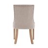 Set of 2 Fabric Dining Chairs Leisure Padded Chairs with Rubber Wood Legs,Nailed Trim, Beige