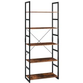 62.2 Inch Bookshelf; 5 Tier Storage Rack with Metal Frame Plant Display for Living Room Office