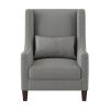 1pc Traditional Accent Chair with Pillow Nailhead Trim Light Gray Polyester Upholstered Solid Wood Furniture Modern Living Room Chair