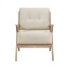 Modern Tufted Back Accent Chair 1pc Sand-hued Fabric Upholstery Antique Finish Solid Rubberwood Unique Design Furniture