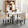 Five-piece dining set with imitation marble tabletop, restaurant combination set, solid wood dining table and 4 chairs, space-saving combination furni