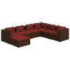 7 Piece Poly Rattan Patio Lounge Set with Cushions