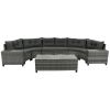 8-pieces Outdoor Wicker Round Sofa Set, Half-Moon Sectional