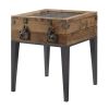 Rustic Oak and Matte Grey Accent Table with Tapered Leg