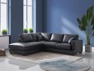 Geralyn Black Leather Sectional Sofa w/ 2 Matching Color Toss Pillows