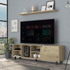 Valdivia Tv Stand for TV´s up 70"; Four Open Shelves; Five Legs -Light Oak