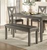 Transitional 6-Piece Dining Set Gray Finish Dining Table Bench 4x Side Chairs Upholstered Seats Wooden Dining Kitchen Furniture