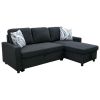 Black Flannelette 2-Piece Couch Living Room Sofabed