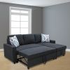 Black Flannelette 2-Piece Couch Living Room Sofabed