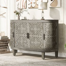 U-Style Accent Storage Cabinet Sideboard Wooden Cabinet with Antique Pattern Doors for Hallway, Entryway, Living Room, Bedroom