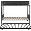 Metal bunk bed with Trundle/ Sturdy Metal Frame/ Noise-Free Wood Slats/ Comfortable Textilene Guardrail/ 2 side Ladders/ Space-Saving Trundle/ Bunk Be