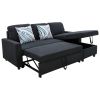 Black Flannelette 2-Piece Couch Living Room Sofabed