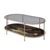 Fiorella Black Marble Print, Glass & Champagne Finish Coffee Table