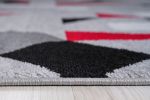 Jersey Area Rugs, Carpets For Livingroom, 7x10 Area Rugs ,3985 Grey-Red