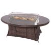 Direct Wicker Outdoor 7-Piece Patio Gas Fire Pit Dining Set