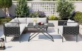 5-Piece Modern Patio Sectional Sofa Set Outdoor Woven Rope Furniture