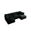 U-Shaped Sectional Sofa w/Reversible Footrest, 5-Seater Convertible Corner Couch with 2 Ottomans ,Modern Minimalist Soft Sofa & Couch for Living Room