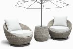 Swivel Woven Chairs, Side Table - All-Weather Resin Wicker, Powder-Coated Aluminum