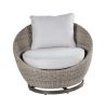 Swivel Woven Chairs, Side Table - All-Weather Resin Wicker, Powder-Coated Aluminum