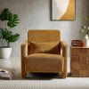 Mirod Sleek Right-Angle Armrests Accent Chairs, Ergonomic Lumbar Support, Square Wooden Block Legs, Inclined Seat for Comfort, Artistic Statement Piec