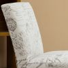 Botticelli English Letter Print Fabric Armless Contemporary Accent Chair