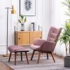 Leiria Contemporary Silky Velvet Tufted Accent Chair with Ottoman, Mauve