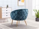 Gorgeous Living Room Accent Chair 1pc Button-Tufted Back Covering Blue Fabric Upholstered Metal Legs