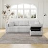 106.3" Soft Rabbit Plush 3-Person Sofa. Matches 30.7" Ottoman with Hydraulic Lift. Comfortable & Stylish. For Bedroom & Living Room. Light Gray. Moder