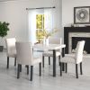 Five-piece dining set with imitation marble tabletop, restaurant combination set, solid wood dining table and 4 chairs, space-saving combination furni