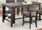 Dining Room Furniture Counter Height Dining Table w Side Shelves Rustic Espresso 5pc Dining Set Table and 4x High Chairs Unique Design Back