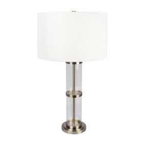 Echo Brushed Nickel Table Lamp with On/Off Switch Clear Glass Body  Metal Base