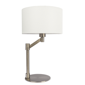 Horizon Brushed Nickel Table Lamp with On/Off Switch Curved Metal Base Linen Shade