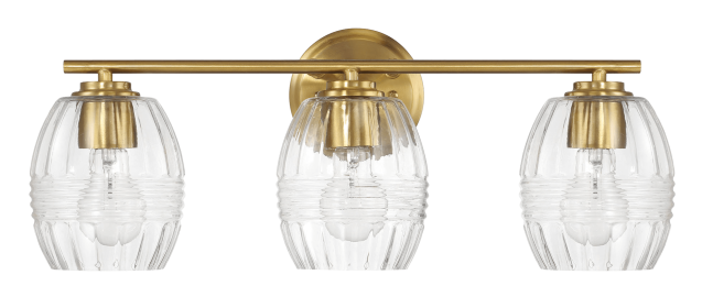 Luster Three Lights Vanity With Clear Glass for Bathrooms above Mirror  Wall Lamp - Satin Brass