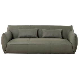 Blur Mid-Century Modern Olive Genuine Leather Round Arm Sofa