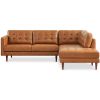 Lucco  Genuine Leather Sectional In Cognac Tan Right Facing