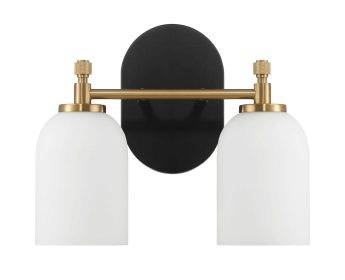 Vortex Two Lights Vanity in Traditional Style for Over Bathroom Mirror Wall Sconce 12.25"W × 10.125"H × 5.5"E With White Frosted Glass