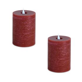 Simplux LED Designer Candle (Set of 2) w/Remote 3.5"x5"H Wax/Plastic (Option: Wax, PlasticRed)