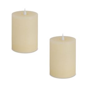 Simplux LED Designer Candle (Set of 2) w/Remote 3.5"x5"H Wax/Plastic (Option: Wax, PlasticBeige)