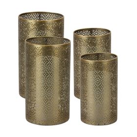 Candle Holder (Set of 4) 8"H, 10"H Metal (Option: MetalGold)