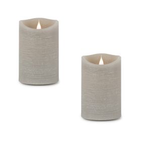 Simplux LED Designer Candle with Remote (Set of 2) 4 and 8 Hr Timer 3.5" x 5.5"H Wax/Plastic (Option: Wax, PlasticGrey)