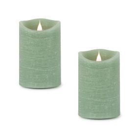 Simplux LED Designer Candle with Remote (Set of 2) 4 and 8 Hr Timer 3.5" x 5.5"H Wax/Plastic (Option: Wax, PlasticGreen)