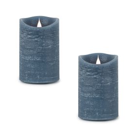 Simplux LED Designer Candle with Remote (Set of 2) 4 and 8 Hr Timer 3.5" x 5.5"H Wax/Plastic (Option: Wax, PlasticBlue)