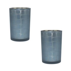 Candle Holder (Set of 2) 4.75"D x 7.25"H Glass (Option: GlassBlue)