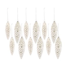 Pine Cone Ornament (Set of 12) 6.25"H, 7.25"H Glass (Option: GlassWhite)