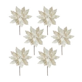 Poinsettia Stem (Set of 6) 30"H Velvet (Option: Velvet, BeadWhite)