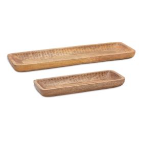 Tray (Set of 2) 18.25"L x 7"W, 27"L x 8.25"W Mango Wood (Option: Mango WoodBrown)