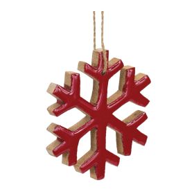 Snowflake Ornament (Set of 12) 4"H MDF (Option: MdfRed)